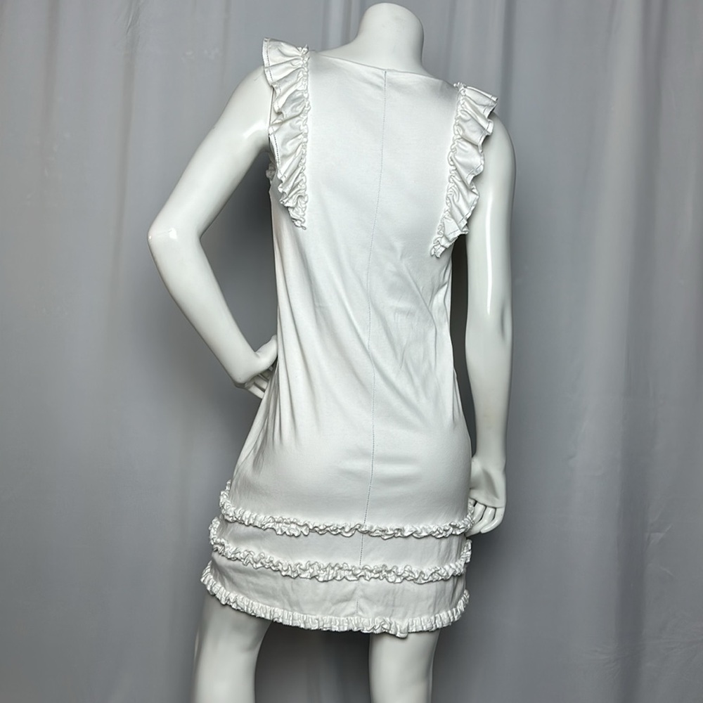 RED VALENTINO White Ruffle Sleeveless Cotton Dress Sz S - Picture 4 of 7